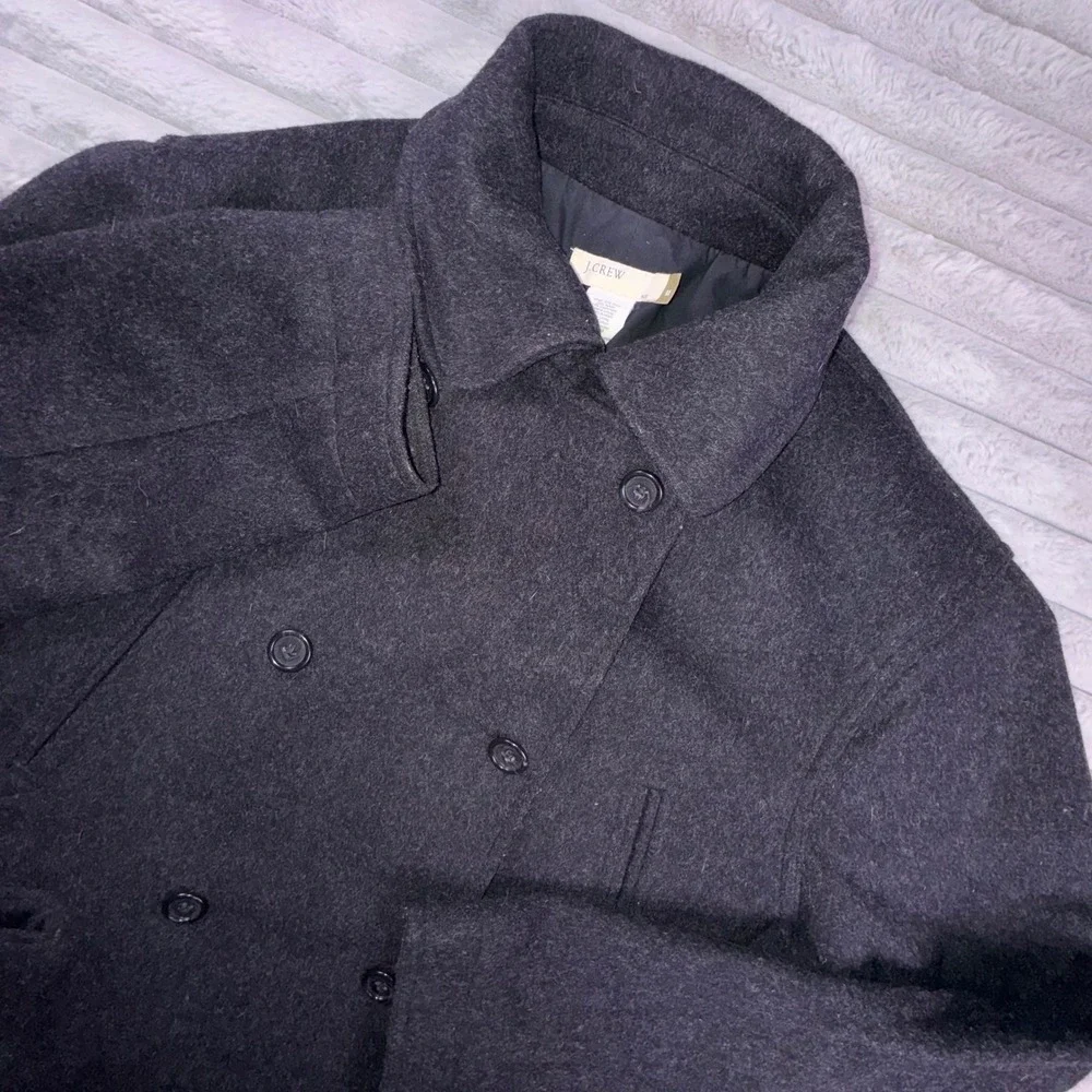 J. Crew Cashmere‎ Blend Wool Pea Coat Women's Medium Double Breasted Gray - Picture 9 of 11